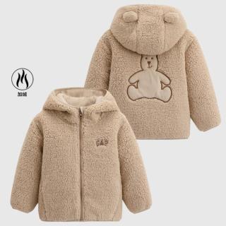 限尺码：Gap 女幼童春秋款logo贴布绣仿羊羔绒连帽卫衣儿童装804584