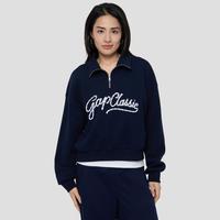 Gap 女装春款绳绣logo宽松蝙蝠袖半拉链立领卫衣795524