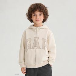 Gap 男童2026春季款印花logo宽松拉链连帽卫衣儿童装外套860923