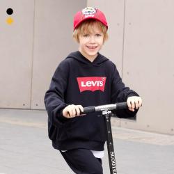 Levi's 儿童卫衣男女童同款舒适毛圈休闲连帽童装落肩款卫衣红色
