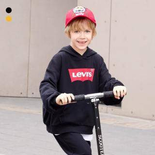 Levi's 儿童卫衣男女童同款舒适毛圈休闲连帽童装落肩款卫衣红色