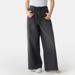 Gap 女装春季款纯棉挺括无弹抽绳中腰牛仔裤阔腿长裤727743