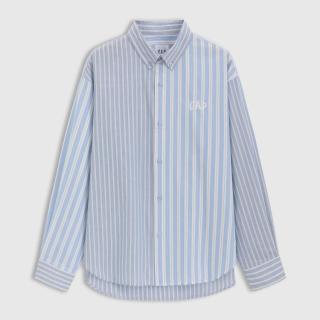 Gap 男女装春季款字母logo长袖衬衫宽松外搭休闲上衣723243