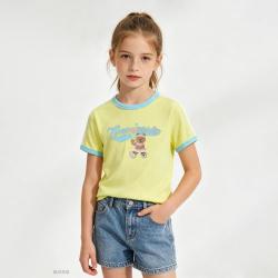 Gap 女童大童2026夏季款logo小熊胶印宽松短袖T恤儿童装893654