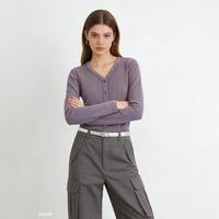 Gap 女装2026春季款复古水洗V领长袖罗纹T恤休闲时尚上衣858962