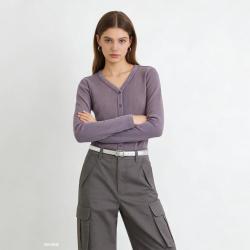 Gap 女装2026春季款复古水洗V领长袖罗纹T恤休闲时尚上衣858962