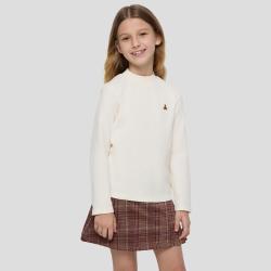 Gap 男女童2025秋季款小熊刺绣立领长袖T恤儿童装上衣805330