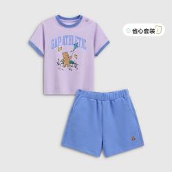 Gap 男幼童2026春季款logo小熊印花短袖组合套装儿童装861981