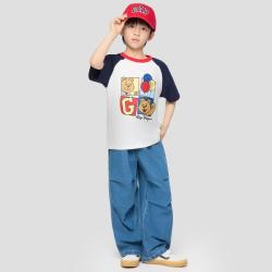 Gap 男童2026春季款logo宽松轻薄牛仔降落伞裤儿童装长裤861088