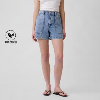 Gap 女装2026春季款棉莱赛尔混纺直筒牛仔短裤休闲裤美版887849