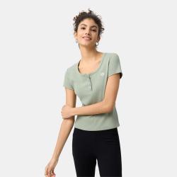 Gap 女装春季刺绣logo亨利领短袖T恤弹力修身上衣727408