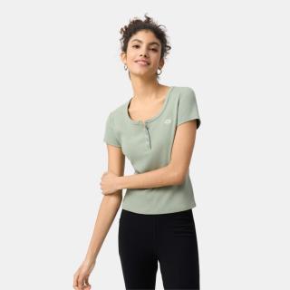 Gap 女装春季刺绣logo亨利领短袖T恤弹力修身上衣727408