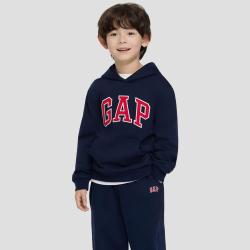 Gap 男女童2026春季款logo贴布绣宽松套头连帽卫衣儿童装860933