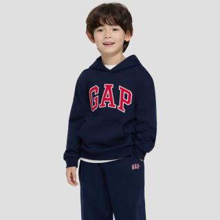Gap 男女童2026春季款logo贴布绣宽松套头连帽卫衣儿童装860933
