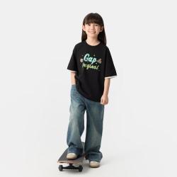 Gap 女童春夏季款魔术贴小熊印花logo短袖T恤儿童装上衣767485