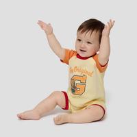 Gap 婴幼儿2026春季款logo印花撞色短袖连体衣儿童装爬服867610