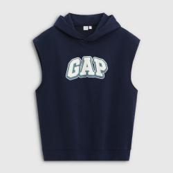 Gap 男女装2026夏季款logo印花宽松无袖连帽套头卫衣上衣854305