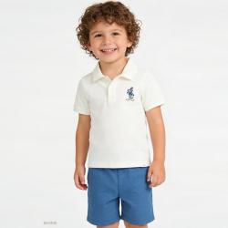 Gap 男幼童2026春季款纯棉卡通刺绣短袖POLO衫儿童装美版872003