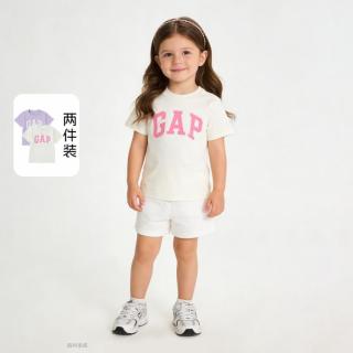 Gap 女幼童2026春季款撞色logo纯棉短袖T恤两件装儿童装893569