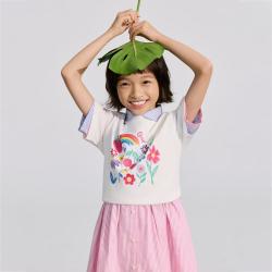 Gap 女童2026春季款纯棉logo水钻图案宽松短袖T恤儿童装862029