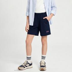 Gap 女童大童2026夏季款logo胶印松紧腰休闲短裤儿童装893216