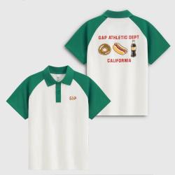 Gap 男童2026春季款纯棉logo印花插肩袖POLO短袖儿童装867540