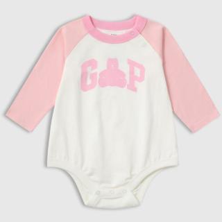 Gap 婴儿春季款纯棉小熊印花logo撞色连体衣儿童装687241