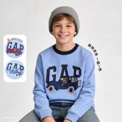 Gap 男童2026春季款翻转亮片logo撞色长袖卫衣儿童装上衣860910