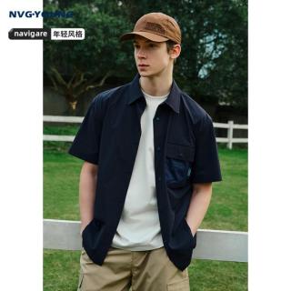navigare 小帆船26春夏新款男士休闲短袖外套衬衫百搭潮流短袖翻领上衣