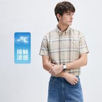 navigare 意大利小帆船 春夏格纹翻领开衫短衬透气舒适衬衫男