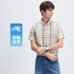 navigare 意大利小帆船 春夏格纹翻领开衫短衬透气舒适衬衫男