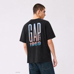 Gap 男女装2026夏季款纯棉logo渐变加州落日印花短袖T恤892357
