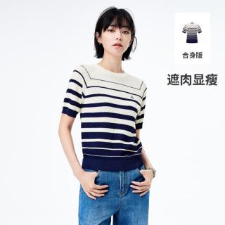 navigare 意大利小帆船 春季顺滑亲肤显瘦女士短袖圆领针织衫