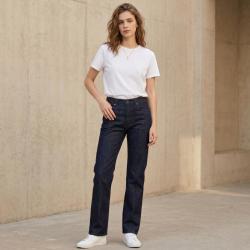 Massimo Dutti 女式经典复古休闲风裤脚拉链设计直筒牛仔长裤