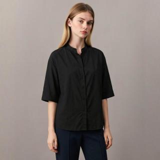 Massimo Dutti 女式极简风基础款荡领单排扣宽松百搭通勤衬衫