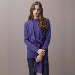 Massimo Dutti 女士气质宽松绑带圆领舒适百搭针织衫