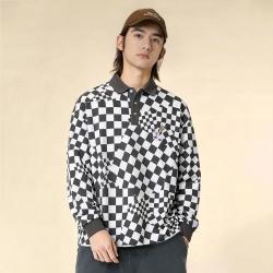 NEW ERA 情人节限定系列字母盘格刺绣长袖Polo衫 男女同款