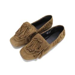 Massimo Dutti 女士一脚蹬真皮方头软底浅口时装鞋