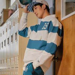 NEW ERA 学院俱乐部系列撞色条纹数字印花卫衣男女同款