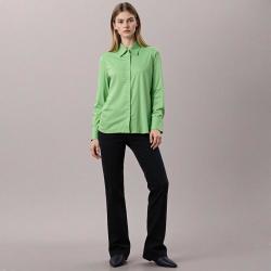 Massimo Dutti 女式时尚高级复古风纯色光泽感柔顺丝滑翻领长袖衬衫