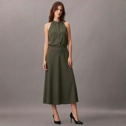 Massimo Dutti 挺括显瘦工装风无袖衬衫式连衣裙