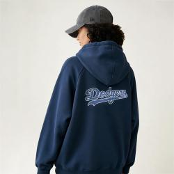 NEW ERA 秋冬MLB拉链连帽卫衣落肩宽松长袖男女卫衣外套