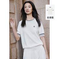 限尺码:navigare 意大利小帆船 春夏时尚撞色顺滑亲肤舒适透气女士短袖圆领T恤