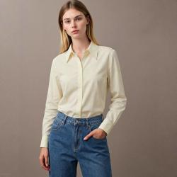 Massimo Dutti 女式活力青春休闲风轻薄微透尖翻领长袖开衫衬衫