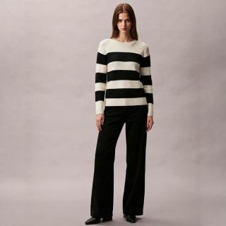 Massimo Dutti 女士时尚潮流拼色百搭纯棉舒适卷边圆领休闲针织衫