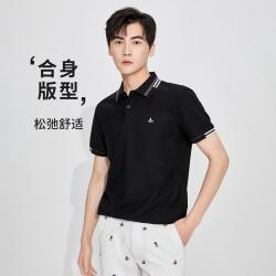 navigare 意大利小帆船 春夏休闲透气黑色短袖男士Polo衫