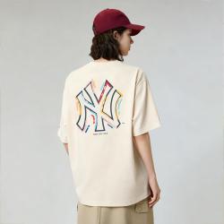 NEW ERA MLB拼色印花圆领短袖t恤情侣宽松休闲T恤上衣潮