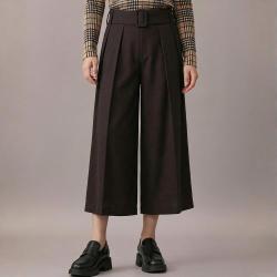 Massimo Dutti 质感皮带可调节宽松版型阔腿裤女士休闲裤