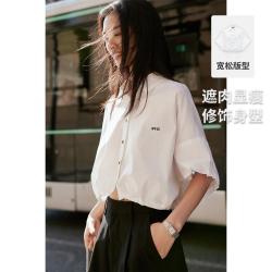 navigare 意大利小帆船 休闲刺绣顺滑短款甜酷风女士短袖衬衫
