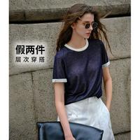 navigare 意大利小帆船 春夏都市时尚净色T恤双层透气针织衫女